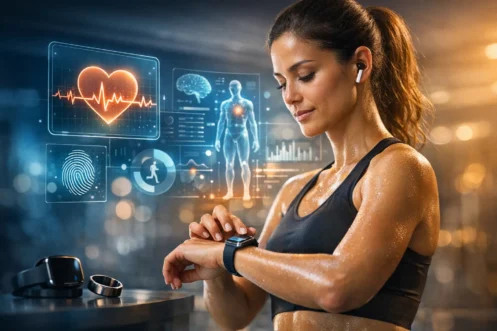 Alternative text = Wearable tech & biometric metrics